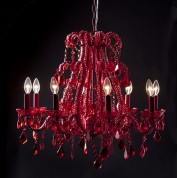 Red Snow 6 Light Crystal Chandelier